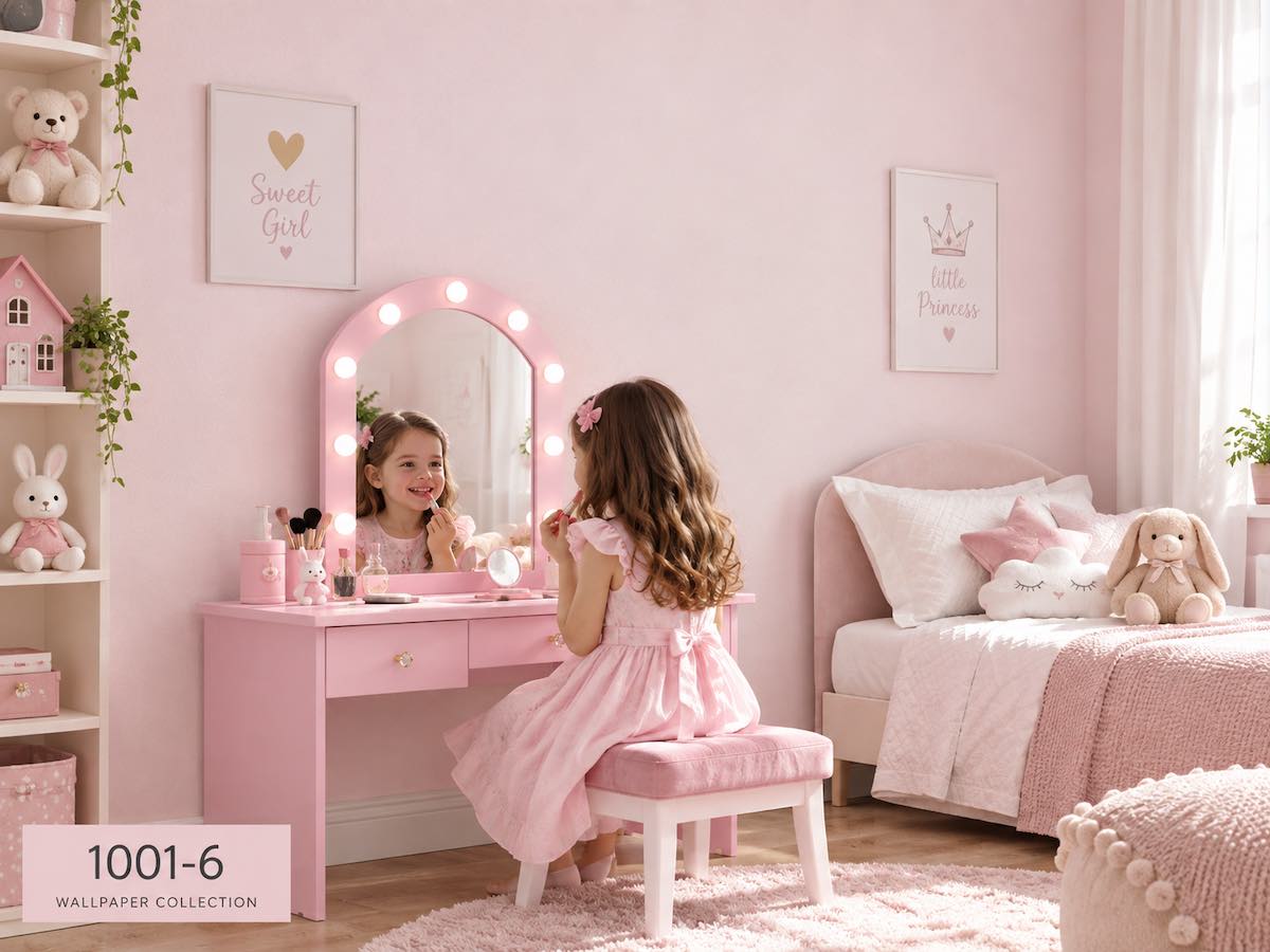 کاغذ دیواری صورتی دخترانه 1001-6