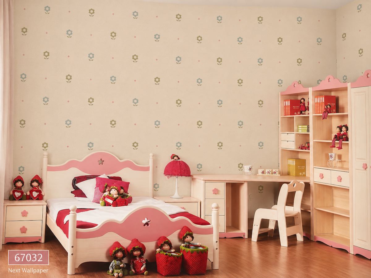 کاغذ دیواری دخترانه گل بژ 67032