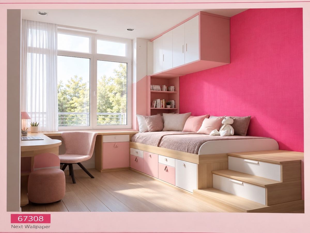 کاغذ دیواری کودک صورتی 67308