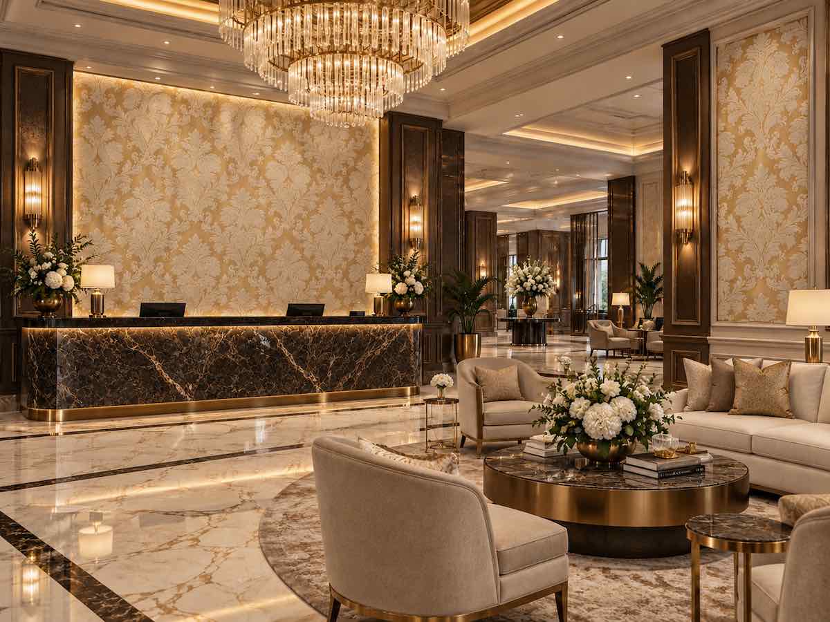 کاغذ دیواری داماسک لوکس هتل