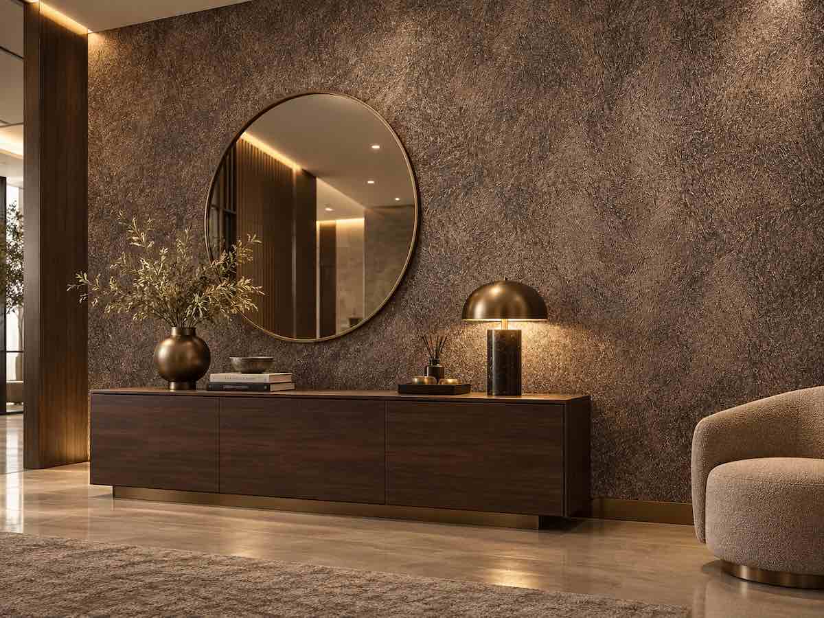 کاغذ دیواری قهوه‌ای برنزی